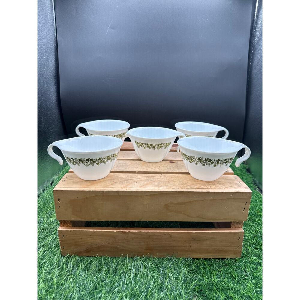 VTG Corelle Spring Blossom “Crazy Daisy” Tea Cups Set 4 w/Cream Pourer